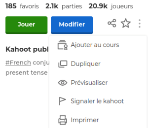 Kahoot ! - Dupliquer un quiz